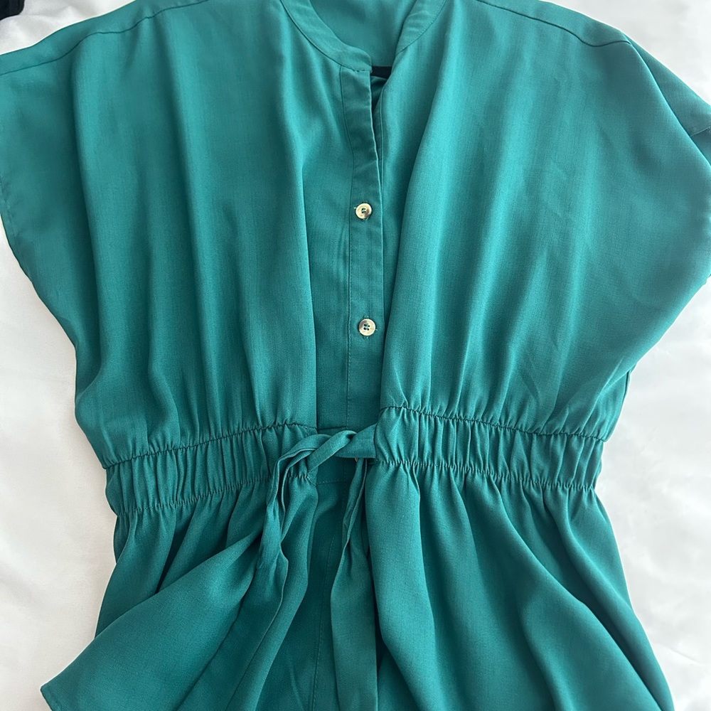 Teal Button-Down Women's Top